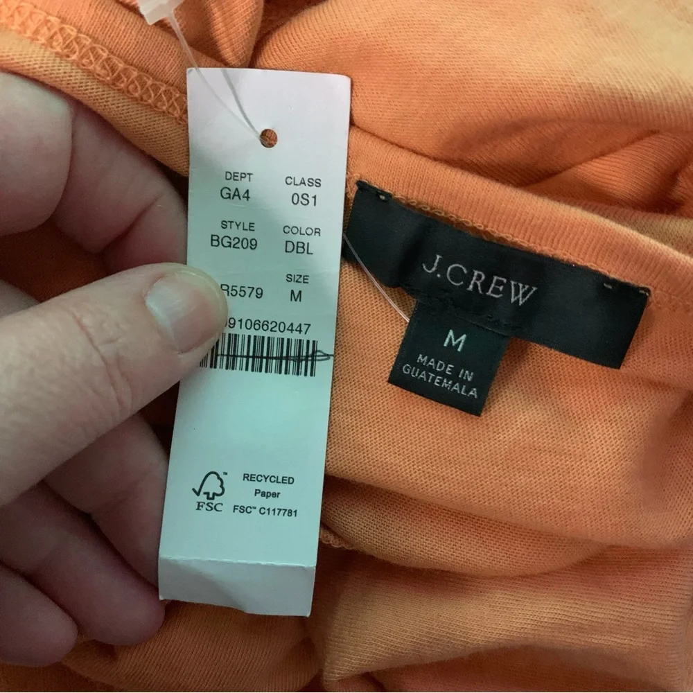 NWT J. Crew Women’s Medium Orange Tie-Neck Short Sleeve Summer Tiered Mini Dress
